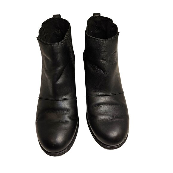Sorel Harlow Chelsea Boots Womens 11 Black Leather Slip On Elastic side inserts - Picture 1 of 15